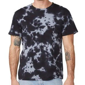 NWT Monrow‎ Men's Black Tie Dye Relaxed Crewneck 100% Cotton T-Shirt, Size S